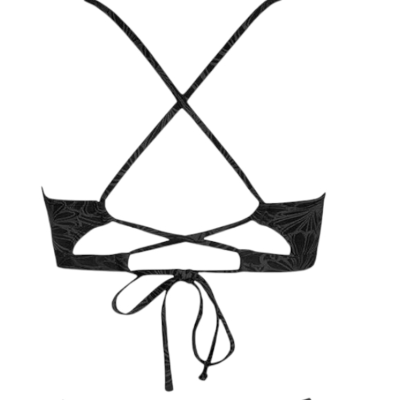 Cupshe  Swimwear Top Scalloped Bralette  Black Small - Picture 2 of 8